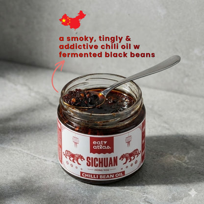 Sichuan’s Chilli Bean Oil | Fermented Black Bean Versatile Oil for a unique spicy kick | Dip of Sichuan, China | Veg Ready-to-Eat | 200gms