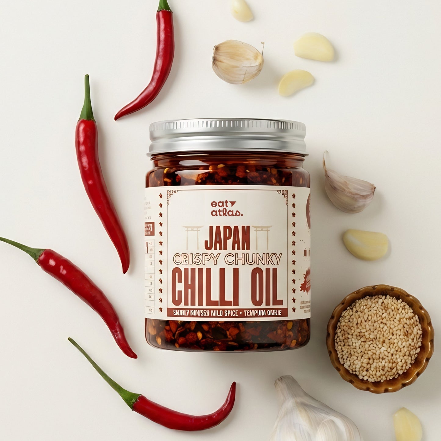 Japanese Rayu Crispy Chilli Oil | Slow Infused & Mild Spicy | Made with Crunchy Tempura Garlic & Chilli Crisps | Veg