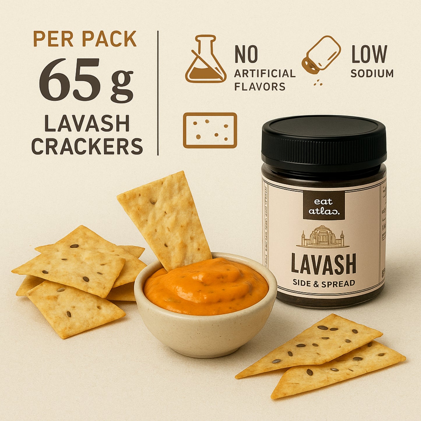 Eat Atlas Discovery Box – 3 International Dips + 2 Baked Lavash Chips