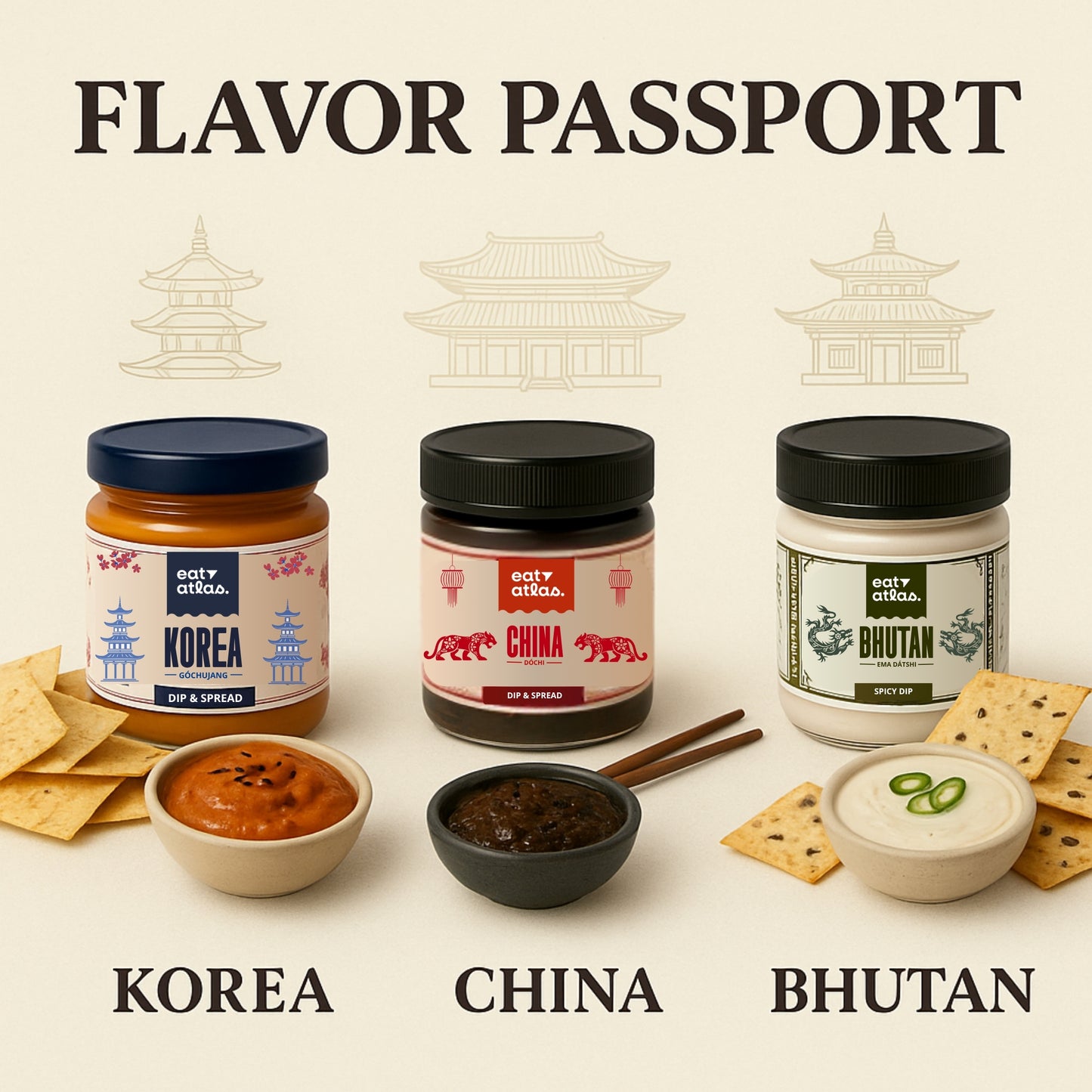 Mini Dip Set – All 3 Iconic Flavours from Korea, Sichuan & Bhutan