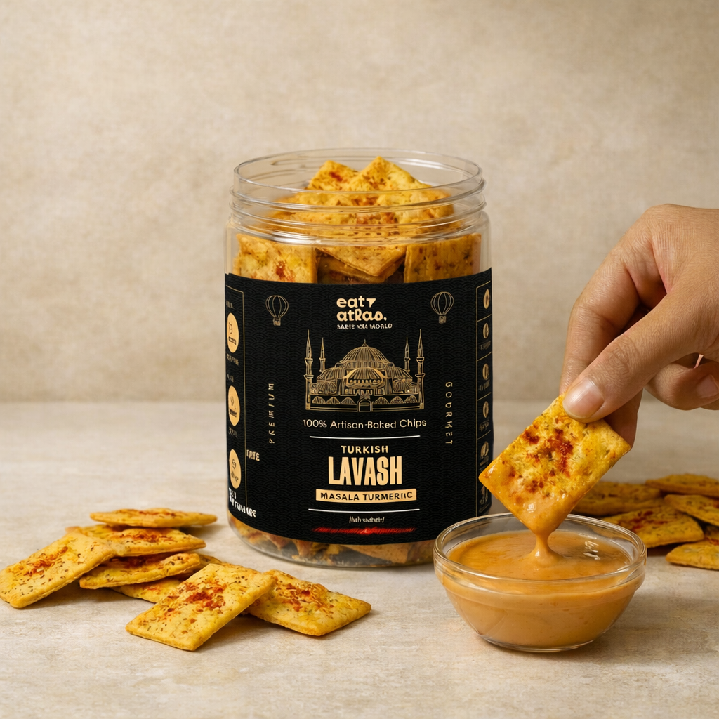 Masala Turmeric Baked Lavash Chips- Ultra-Crispy, No Palm Oil, Just Add Dip (85g)