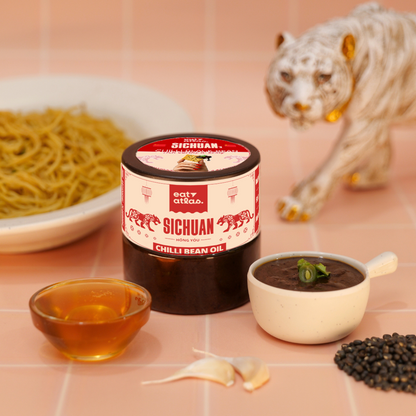 Sichuan’s Chilli Bean Oil | Fermented Black Bean Versatile Oil for a unique spicy kick | Dip of Sichuan, China | Veg Ready-to-Eat | 200gms (B2G2))