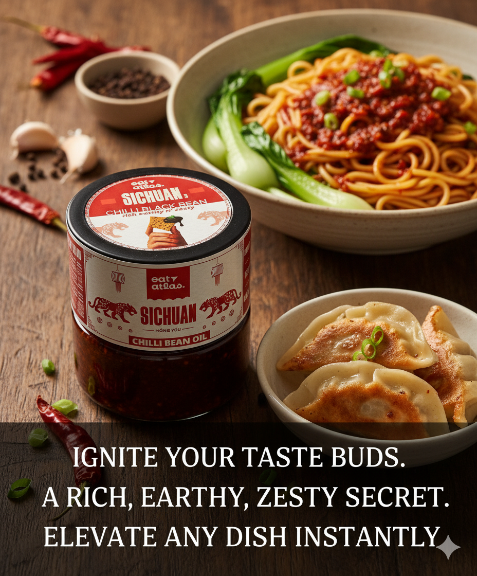 Sichuan’s Chilli Bean Oil | Fermented Black Bean Versatile Oil for a unique spicy kick | Dip of Sichuan, China | Veg Ready-to-Eat | 200gms (B2G2))