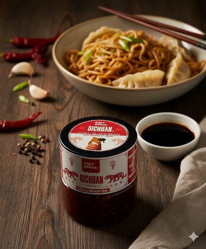 Sichuan’s Chilli Bean Oil | Fermented Black Bean Versatile Oil for a unique spicy kick | Dip of Sichuan, China | Veg Ready-to-Eat | 200gms (B2G2))