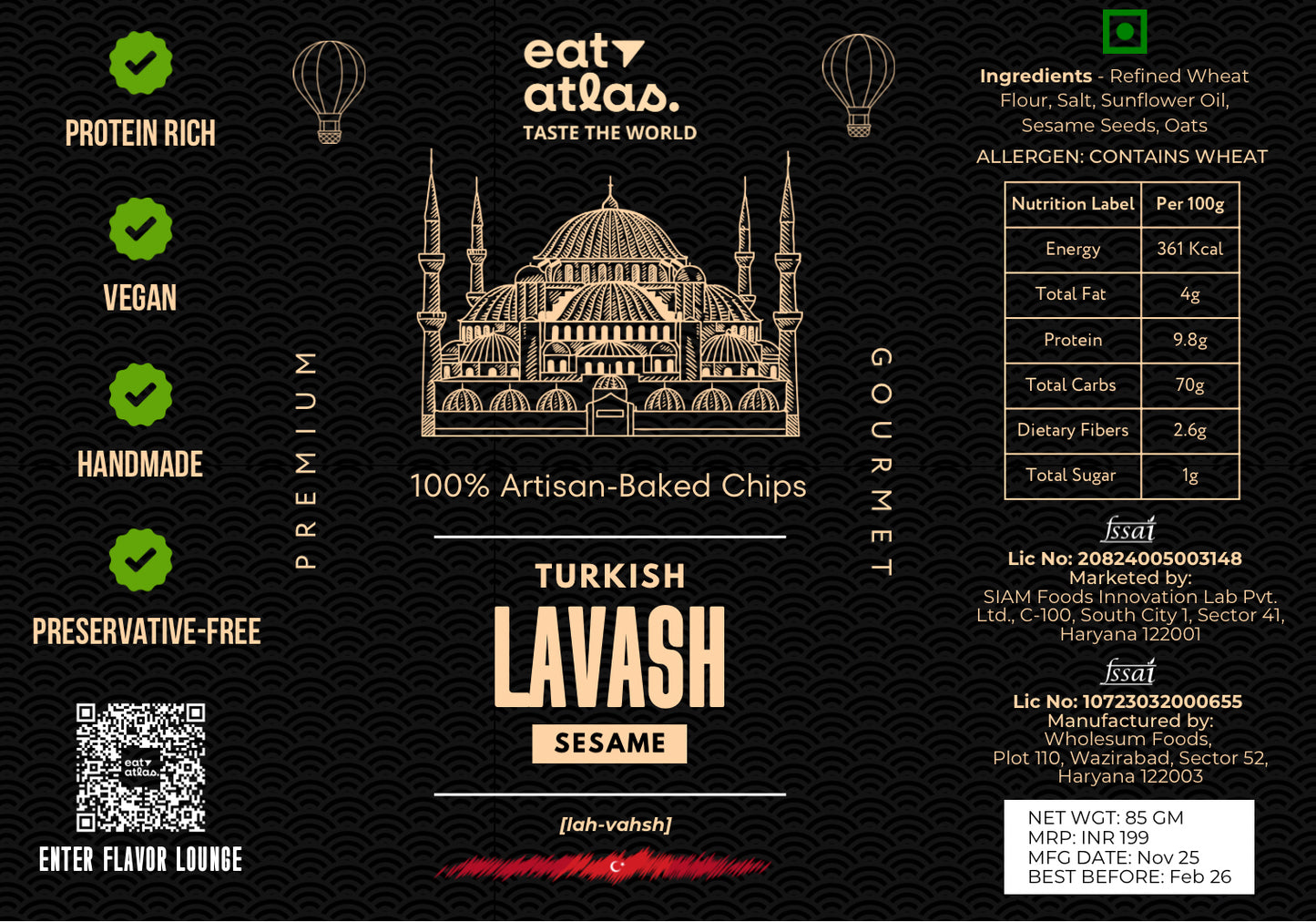 Korea's Cheesy Gochujang Gourmet Dip With Baked Lavash Chips (Veg Snacks Combo) (100+85gms)